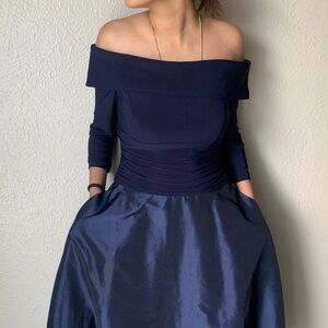 Jessica Howard Navy Off-Shoulder Dress